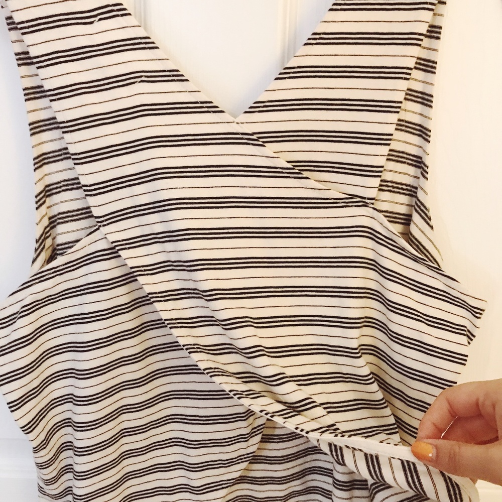 Madewell Navy & White Wrap Cropped Tank